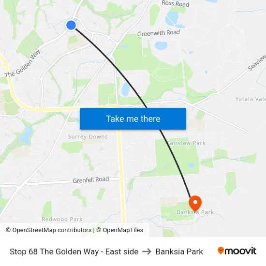 Stop 68 The Golden Way - East side to Banksia Park map