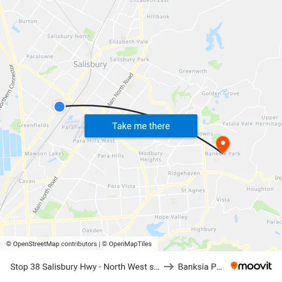 Stop 38 Salisbury Hwy - North West side to Banksia Park map