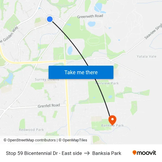 Stop 59 Bicentennial Dr - East side to Banksia Park map