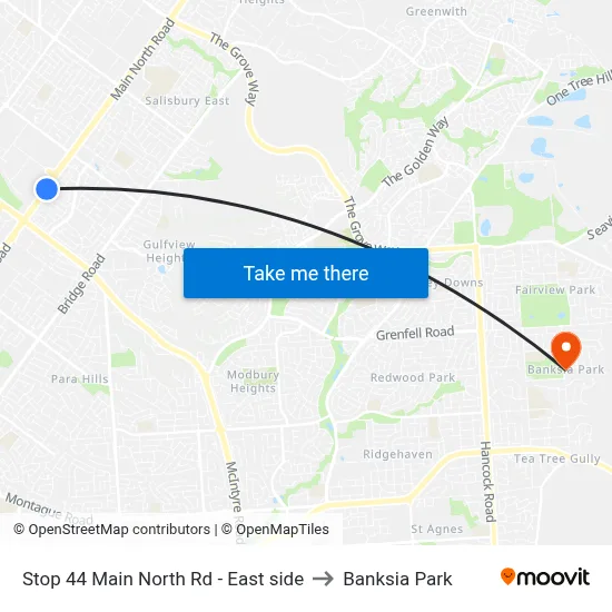 Stop 44 Main North Rd - East side to Banksia Park map