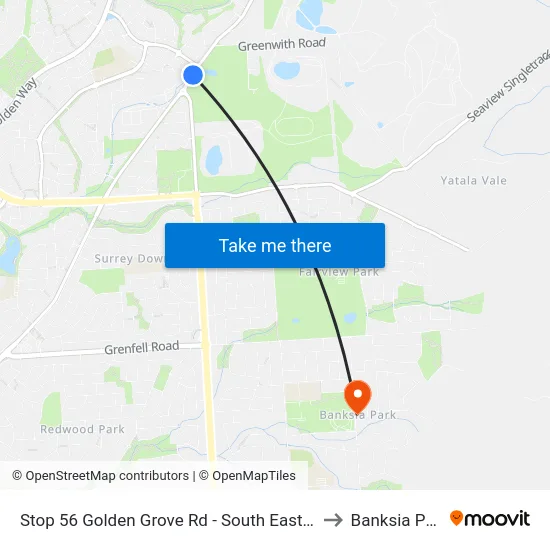 Stop 56 Golden Grove Rd - South East side to Banksia Park map