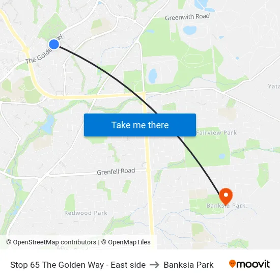 Stop 65 The Golden Way - East side to Banksia Park map