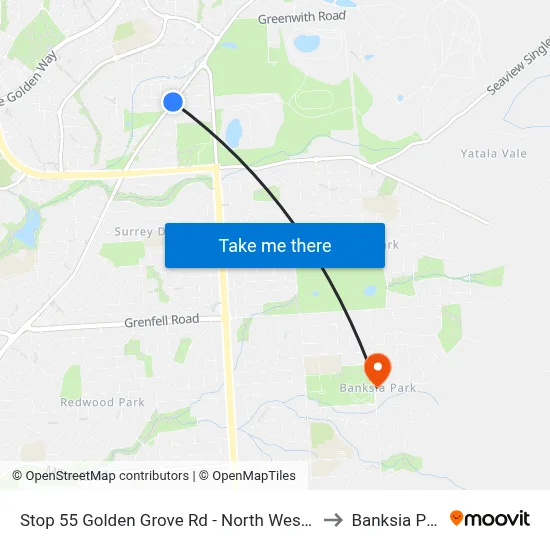 Stop 55 Golden Grove Rd - North West side to Banksia Park map