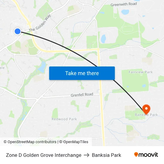 Zone D Golden Grove Interchange to Banksia Park map
