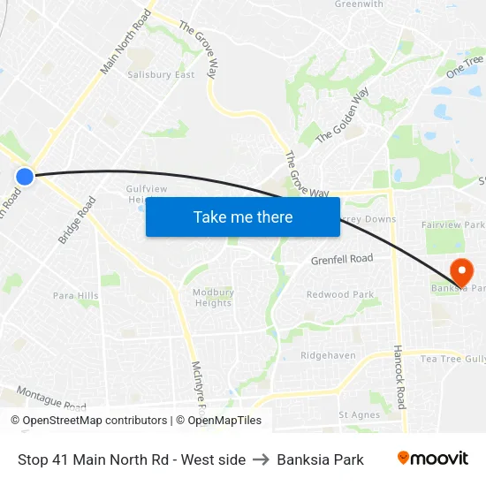 Stop 41 Main North Rd - West side to Banksia Park map