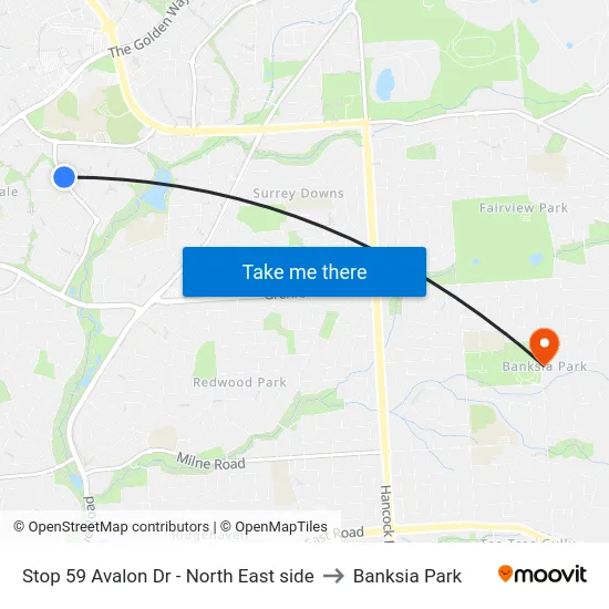 Stop 59 Avalon Dr - North East side to Banksia Park map