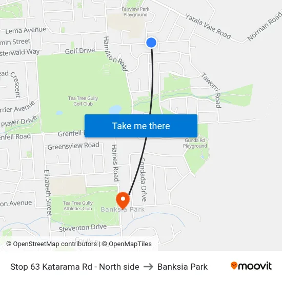 Stop 63 Katarama Rd - North side to Banksia Park map