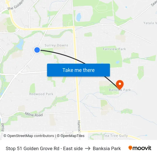 Stop 51 Golden Grove Rd - East side to Banksia Park map