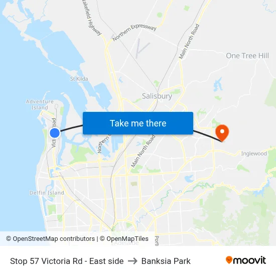 Stop 57 Victoria Rd - East side to Banksia Park map