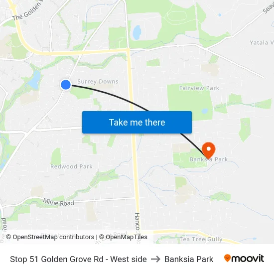 Stop 51 Golden Grove Rd - West side to Banksia Park map