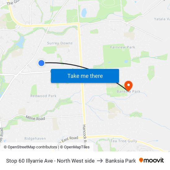 Stop 60 Illyarrie Ave - North West side to Banksia Park map