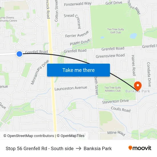 Stop 56 Grenfell Rd - South side to Banksia Park map