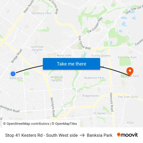 Stop 41 Kesters Rd - South West side to Banksia Park map