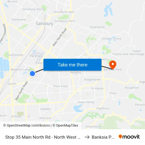 Stop 35 Main North Rd - North West side to Banksia Park map