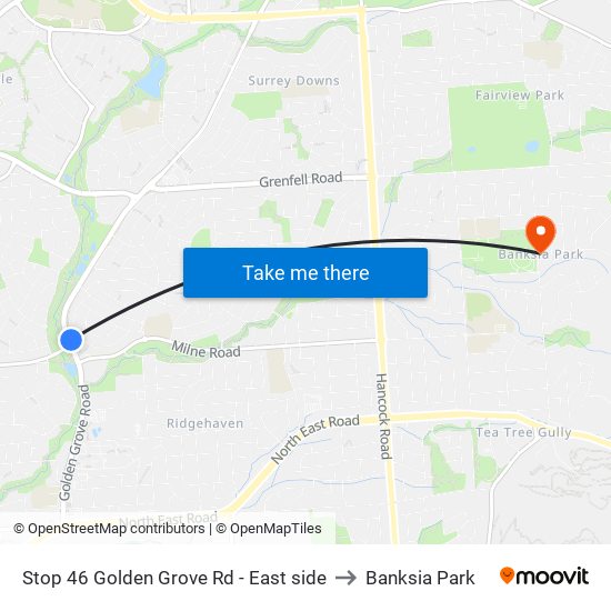 Stop 46 Golden Grove Rd - East side to Banksia Park map