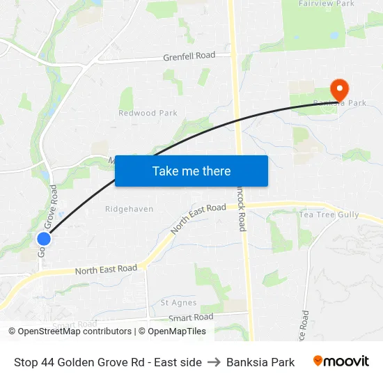 Stop 44 Golden Grove Rd - East side to Banksia Park map