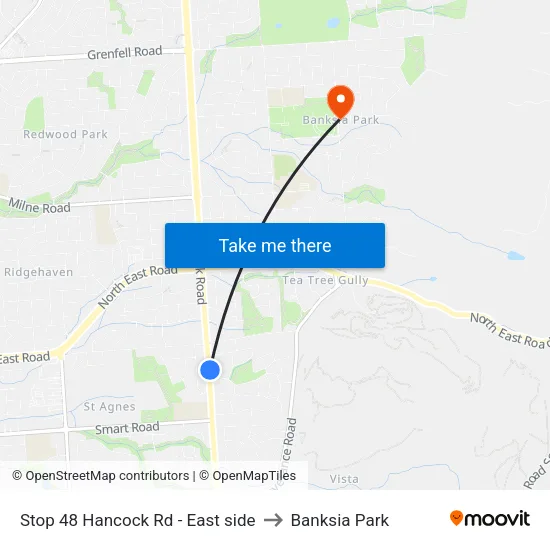 Stop 48 Hancock Rd - East side to Banksia Park map