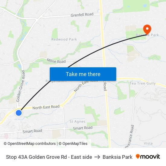 Stop 43A Golden Grove Rd - East side to Banksia Park map