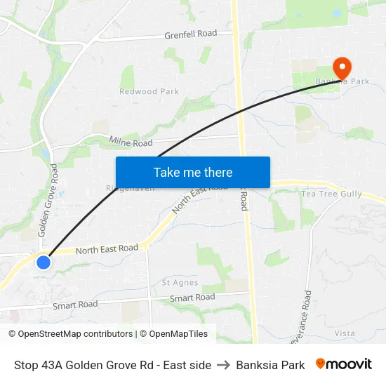 Stop 43A Golden Grove Rd - East side to Banksia Park map