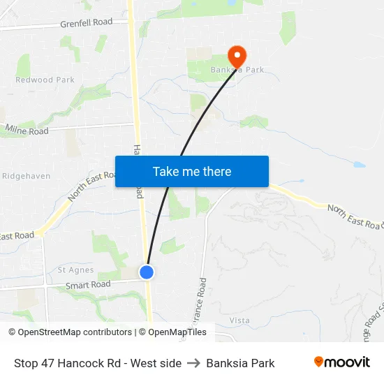 Stop 47 Hancock Rd - West side to Banksia Park map