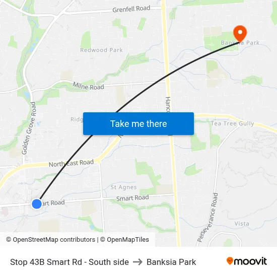 Stop 43B Smart Rd - South side to Banksia Park map