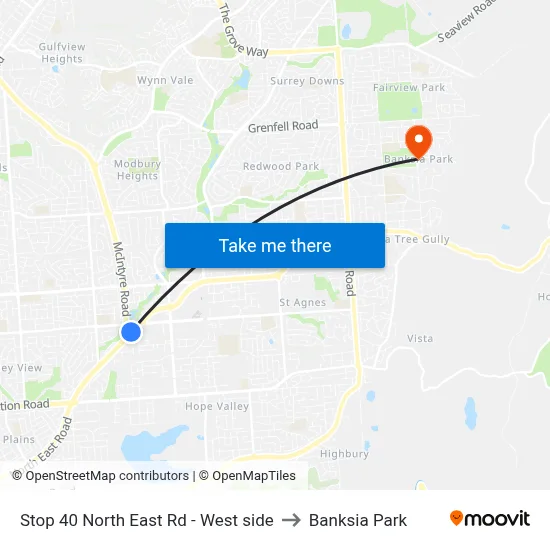 Stop 40 North East Rd - West side to Banksia Park map