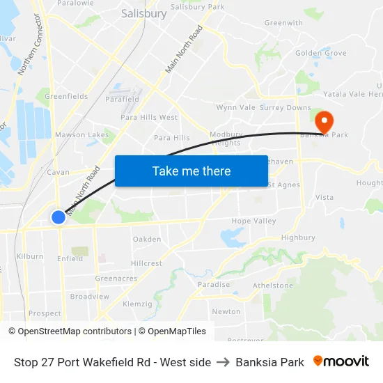 Stop 27 Port Wakefield Rd - West side to Banksia Park map