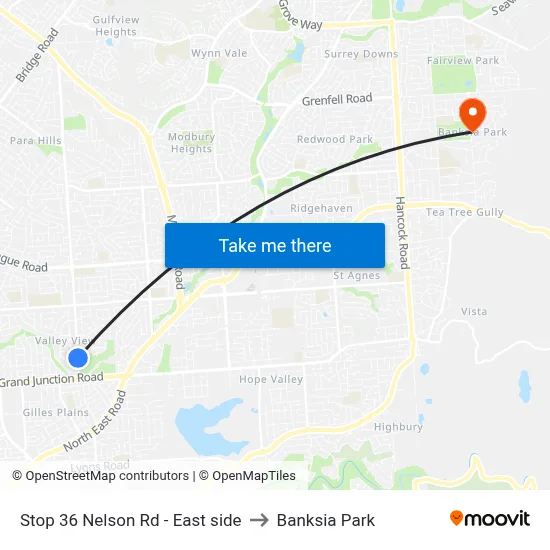 Stop 36 Nelson Rd - East side to Banksia Park map