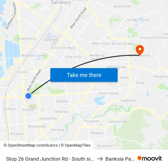 Stop 26 Grand Junction Rd - South side to Banksia Park map