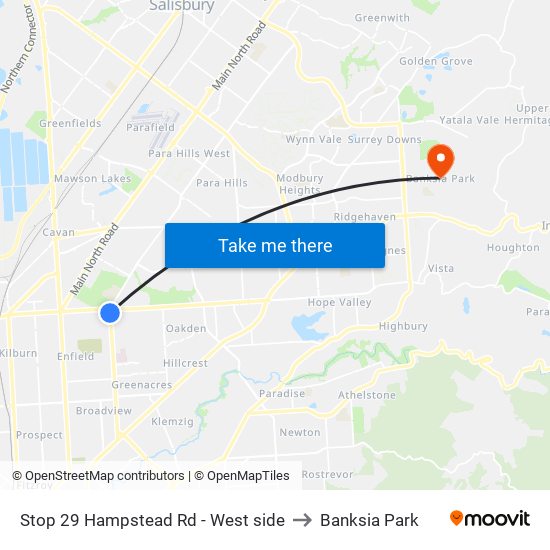 Stop 29 Hampstead Rd - West side to Banksia Park map