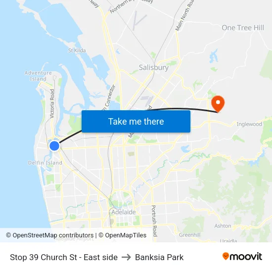 Stop 39 Church St - East side to Banksia Park map