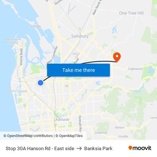 Stop 30A Hanson Rd - East side to Banksia Park map