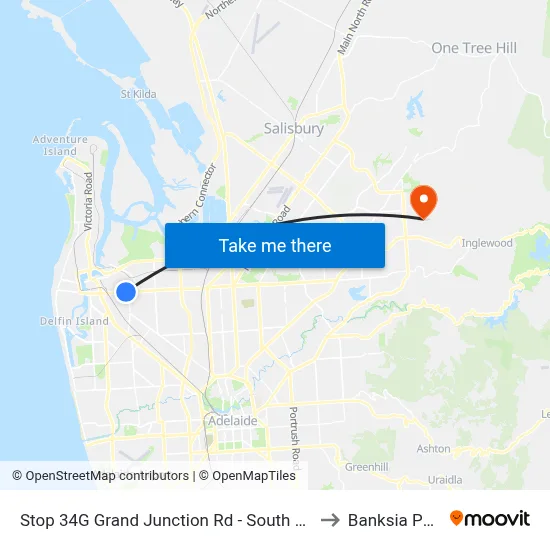 Stop 34G Grand Junction Rd - South side to Banksia Park map