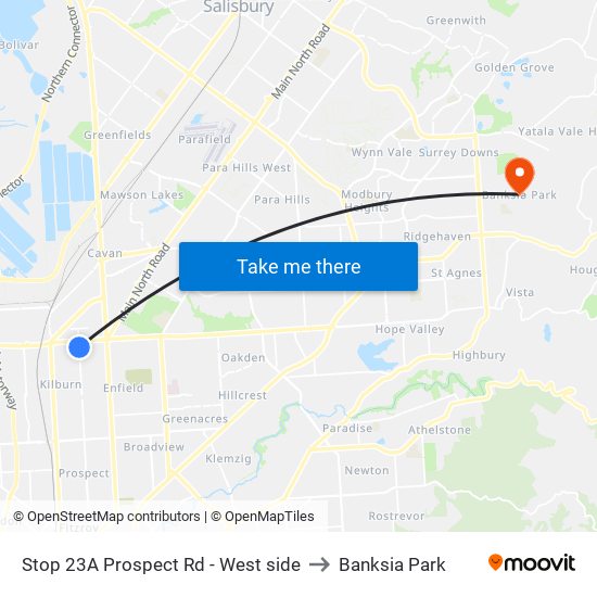 Stop 23A Prospect Rd - West side to Banksia Park map