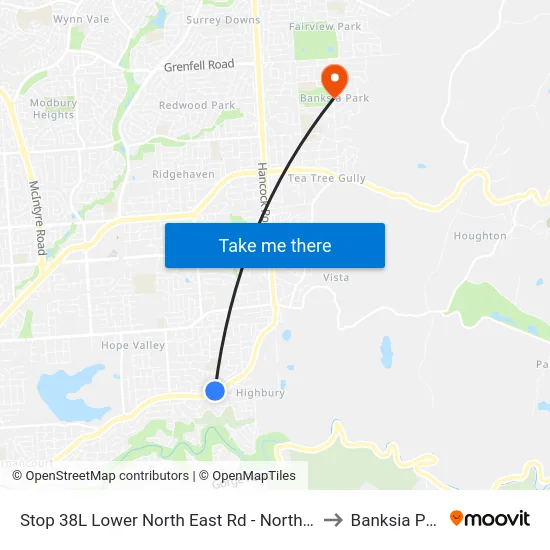 Stop 38L Lower North East Rd - North side to Banksia Park map