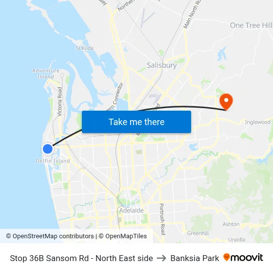 Stop 36B Sansom Rd - North East side to Banksia Park map