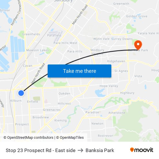 Stop 23 Prospect Rd - East side to Banksia Park map