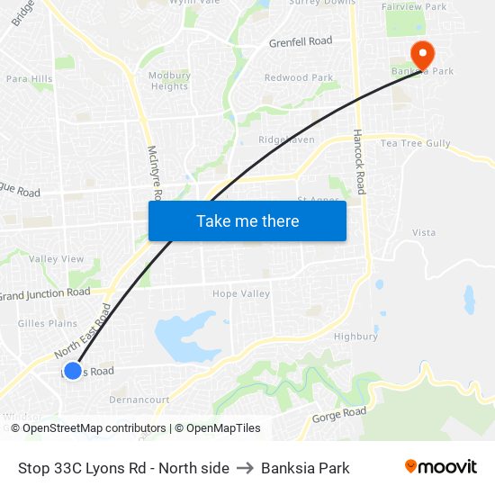 Stop 33C Lyons Rd - North side to Banksia Park map