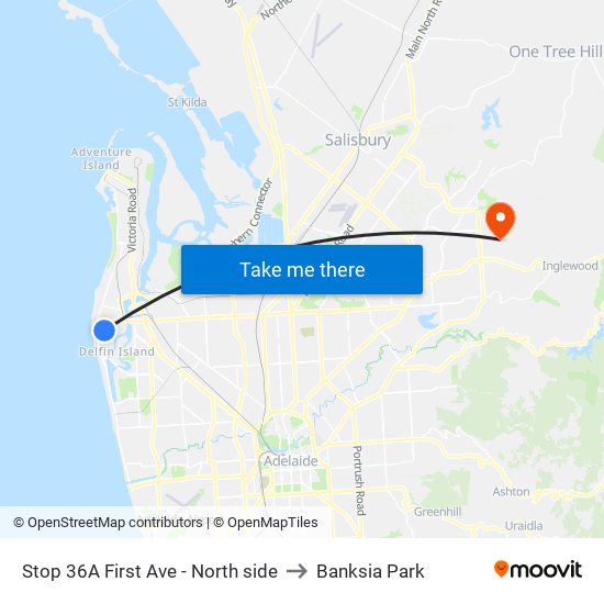 Stop 36A First Ave - North side to Banksia Park map