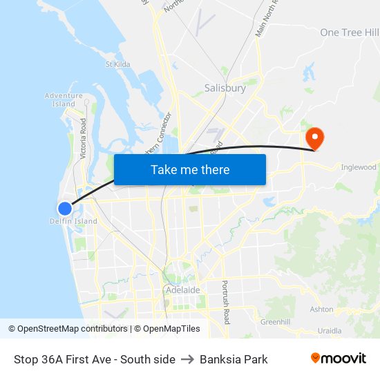 Stop 36A First Ave - South side to Banksia Park map