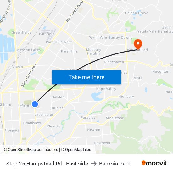 Stop 25 Hampstead Rd - East side to Banksia Park map