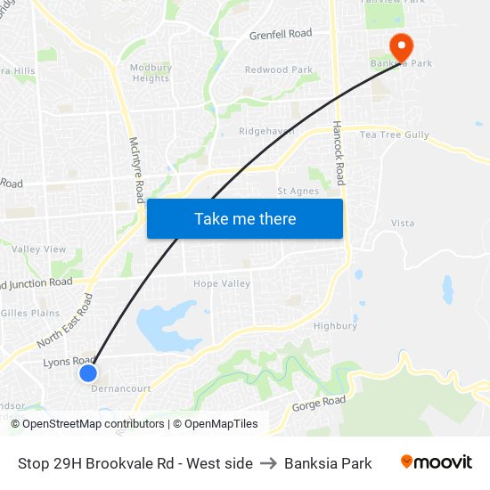 Stop 29H Brookvale Rd - West side to Banksia Park map