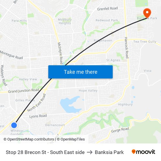 Stop 28 Brecon St - South East side to Banksia Park map