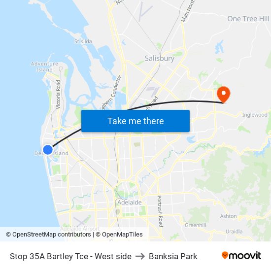 Stop 35A Bartley Tce - West side to Banksia Park map