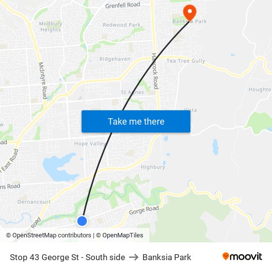 Stop 43 George St - South side to Banksia Park map