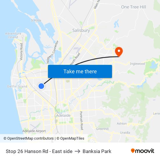 Stop 26 Hanson Rd - East side to Banksia Park map