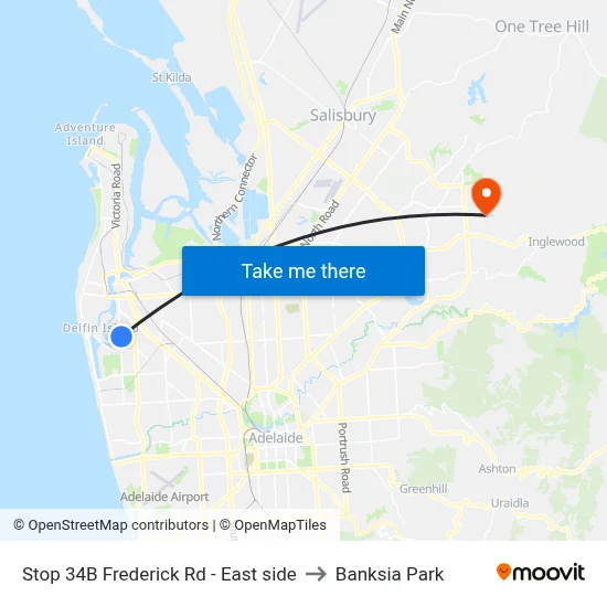 Stop 34B Frederick Rd - East side to Banksia Park map