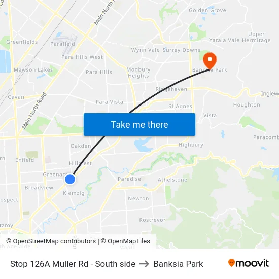 Stop 126A Muller Rd - South side to Banksia Park map