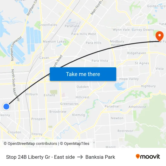 Stop 24B Liberty Gr - East side to Banksia Park map