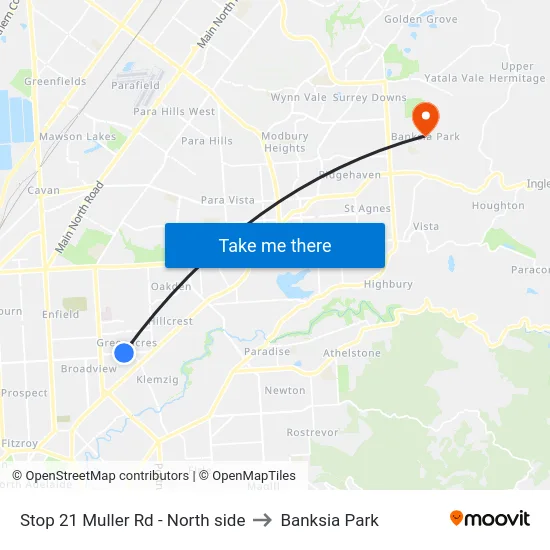 Stop 21 Muller Rd - North side to Banksia Park map